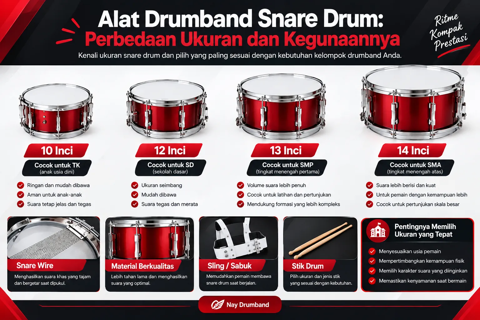 Alat Drumband Snare Drum